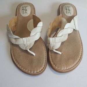 Born BOC Vegan white braided thong sandals - 9